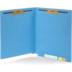Blue Summit Supplies 50 Blue End Tab Fastener File Folders - Reinforced Straight Cut Tab - Durable 2 Prongs - Organize Standard Medical Files, Receipts, Office Reports - Letter Size, Blue, 50 Pack