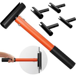 4-in-1 Door Hinge Adjustment Tool, Heavy Duty Steel Door Gap Adjustment Tool with Round Handle Rubber Grip, Hinges Gap Adjusting Wrench for Residential and Commercial Use (Thickened) (Orange)