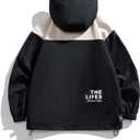 Lightweight Men's Jacket with Hood for Outdoor, Travel, Hiking, Windbreaker, Versatile, Stylish Design (X-Large, Khaki-black)