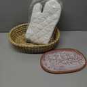 Bread Warmer Basket with Terracotta Stone – Includes Oven Mitts – Keeps Bread Warm – Rustic Gift for Holidays, Housewarming, Dinner Parties – Handwoven Natural Look – Kitchen Table Accessory