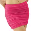 2 x Women's Bodycon Mini Skirt Ruched Mesh Stretch Sexy Skirts (Pink, M)