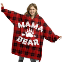 Mama Bear Wearable Blanket Hoodie – Buffalo Plaid Hooded Blanket for Mom, Mothers Day, Birthday Gifts from Daughter, Son and Husband, Gifts For Wife From Husband, Wife Birthday Gift, One Size