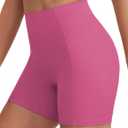 Biker Shorts for Women with Pockets, 5"/8" Spandex Workout Shorts, Lightweight for Summer Cycling Running Yoga Gym (Small, Sonic Pink)