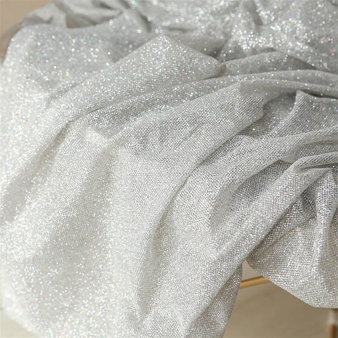 Extra Dense Bubble Veil Glitter Sequins Mesh Drilling Spray Gold and Silver Mesh Hot Stamping Wedding Dress Fabrics Clothing Fabri (Gray)