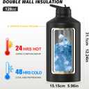 1 Gallon Water Bottle Insulated(Cold for 48 Hrs),BPA Free&Leak Proof,128oz Stainless Steel Water Jug,Large Water Bottle with Straw Spout Lids for Gym,Hiking,Camping&Travel,Black