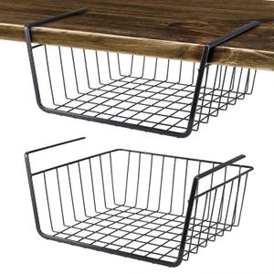 Undershelf Wire Storage Basket, Household Metal Hanging Bin Slides for Space Saving for Kitchen Pantry Bookshelf (Small, 2 PCS)