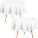 Utopia Kitchen Round Table Cloth 2 Pack(70 Inches, White), Tablecloth Machine Washable, Polyester Table Cover for Dining, Buffet Parties, Picnics, Events, Weddings and Restaurants