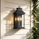 Large Outdoor Wall Lights Outside Lights, Exterior Lighting Fixtures Wall Mount, Wall Sconce Light Outdoor Lanterns for Porch, Black 18 inch 2-Light, 1-Pack
