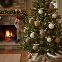 24 Pcs 2" 2.4" 2.8" Christmas Ball Ornaments Boho Farmhouse Hanging Jute Rope Gift Balls Rustic Vintage Burlap Neutral Christmas Tree Decorations for Home Decoration Holiday Party Supplies