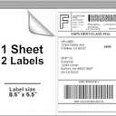 Axidou 8.5 x 5.5 Inch Half Sheet Shipping Labels for Laser and Inkjet Printers, 600 Labels/300 Page (2 Labels/Page), Permanent Self Adhesive Mailing Labels for Printer