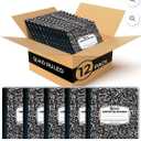 Rosmonde Graph Composition Notebooks 12 Pack, 200 Pages (100 Sheets), 4x4 Quad Ruled Grid, 9.75 x 7.5 in, Black Marble Hard Cover, Bulk Graph Notebooks for School & Math Use