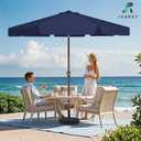 JEAREY 9 FT Patio Umbrella Outdoor, Table Umbrellas Market Umbrella w/Push Button Tilt/Crank, 8 Sturdy Ribs(Navy Blue)