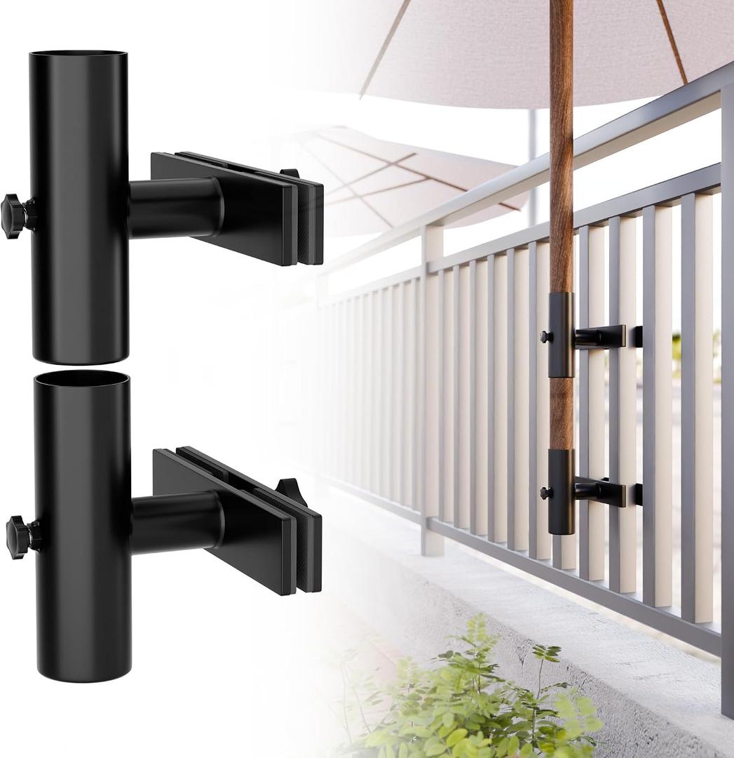 Umbrella Holder Parasol Holder Patio Umbrella Stand Mount Umbrella Clamp for Balcony, Outdoor Umbrella Holder Fixed Clip Deck Table Umbrella Mount for Deck,Railings,Beach,Courtyard,Boats,Tailgates