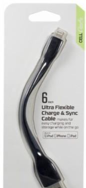 CELLCandy Ultra Flexible 6inch Charge and Sync USB-to-Micro USB Cable - Black