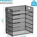 Marbrasse 6 Tier Paper Organizer Letter Tray - Mesh Desk File Organizer with Handle, Paper Sorter Organizer for Letter/A4 Office File Folder Holder - Black