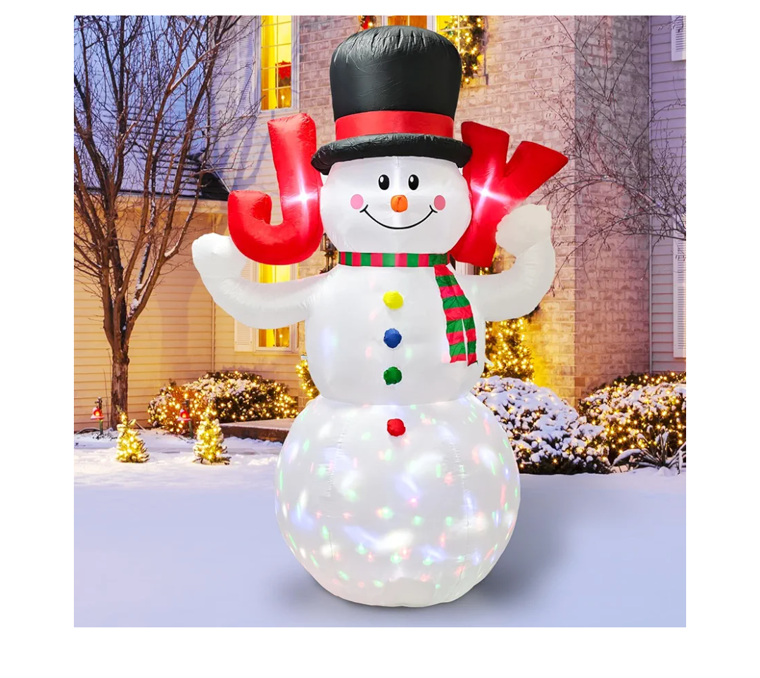 8ft Christmas Inflatables Outdoor Decorations, Christmas Blow up Snowman Built-in Rotating Colorful LED Lights, Xmas Holiday Party Indoor Outdoor Décor for Yard Lawn Garden