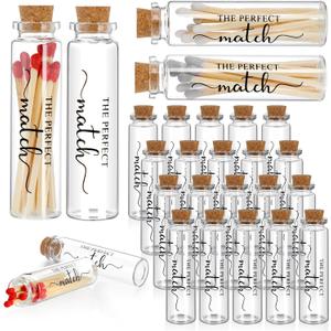 36 Set Wedding Glass Jars with Cork Top Small Glass Favor Jars Matchsticks Holder Honeymoon Sand Bottles for Wedding Bridal Shower Party Gifts Match Spice Honey Sugar Herb(Perfect Matches)