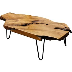 Natural Wood Coffee Table, Live Edge Coffee Table for Living Room, Unique Desktop (Small)