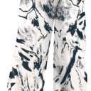 AKEWEI Women Casual Summer Palazzo Pants Drawstring Waist Wide Leg Lightweight Beach Trousers with Pockets Small