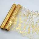 4 Pack Snowkingdom 2 Pieces Gold Table Runner, Sequin Glitter Foil Metallic Thin Mesh Runner Roll 11"x108", Gold Table Decorations for Event Party, Wedding, Birthday Party, Christmas