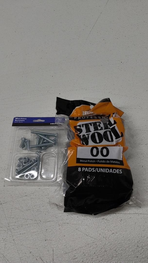 Red Devil 0322 Steel Wool, 00 Very Fine, (Pack of 8) & Hillman Machine Screws