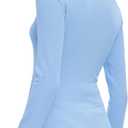 Beaully Women's Long Sleeve Henley Tops Ribbed Knit Slim Fitted Trendy T Shirt Basic Tees Layer 2026 Spring Fashion Outfits (Blue, M)