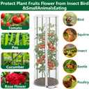 2 Pcs Garden Bird Netting Cover for Round Tomato Cage, 59" x 18" Tomato Trellis Insect Barrier Protection Mesh, Plant Cage Garden Net Cover with Zipper for Vertical Climbing Plants Vegetables Fruits
