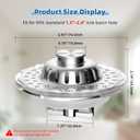 Universal Bathtub Drain Stopper Shower Drain Hair Catcher with Visible Top Strainer, Upgraded 3 in 1 Pop-up Tub Stopper Drain Plug Fit for 1.5 to 2.4" Hole, Stainless Steel Filter Basket
