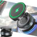 CloudValley 15W Wireless Fast Charging Car Phone Mount, Nano Gel Vacuum Suction Magnetic Phone Holder, 360° Adjustable Car Mount for iPhone 17/16/15/14/13, Strong Grip on Rough Surfaces