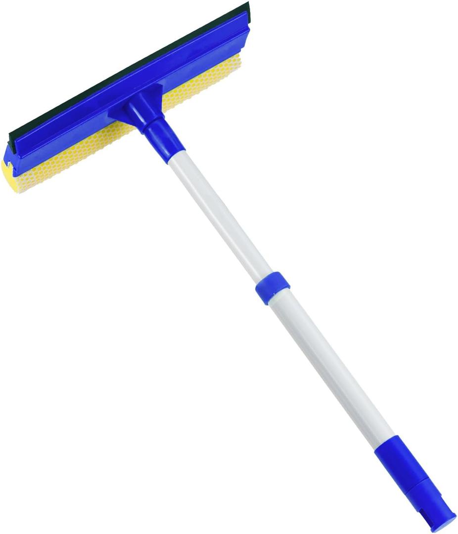 4 x 15.9" Window Squeegee for Car,2 in 1 Squeegee Window Cleaner with Long Stainless Steel Handle,Sponge Car Window Squeegee for Gas Station, Glass,Shower (Iron Pole)