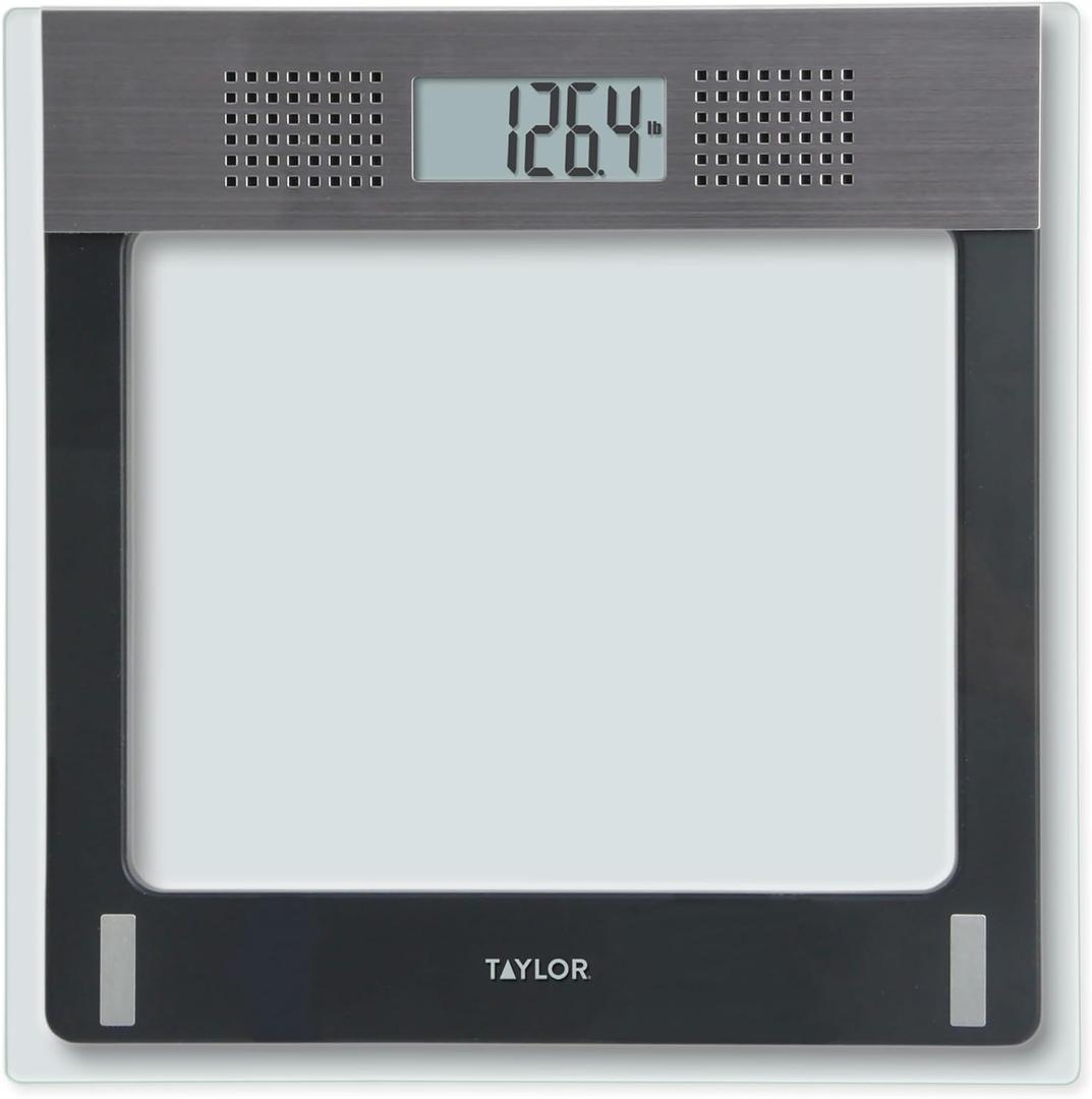 Taylor Electronic Glass Talking Bathroom Scale, 440 Lb. Capacity (Gray)
