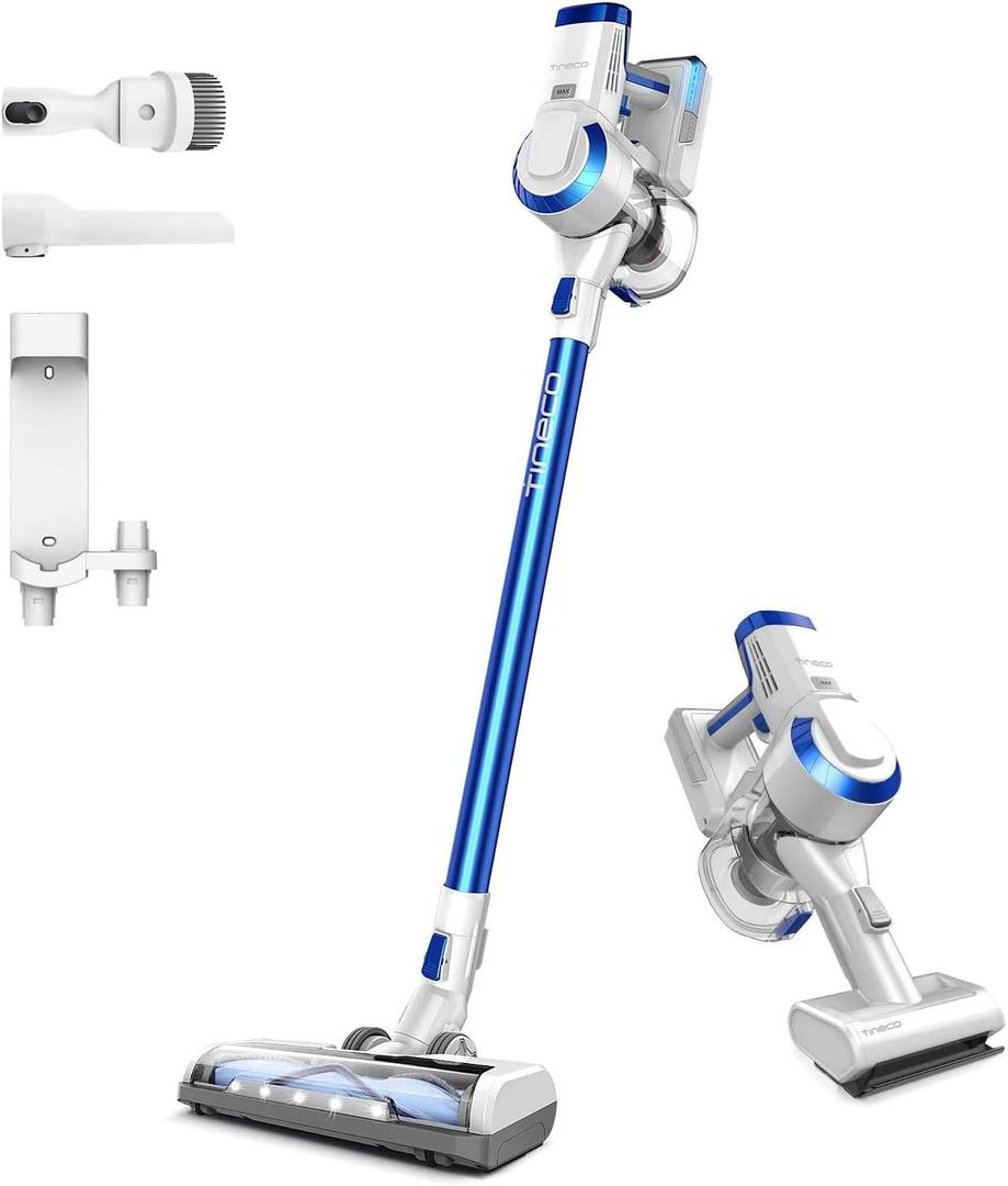 Tineco A30S Cordless Stick Vacuum Cleaner, 160W Suction, 60Min Runtime, 1L Larger Dustbin, ZeroTangle Brush, PureCyclone Tech, LED Headlight, White
