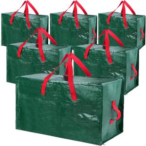 6 Packs Heavy Duty Extra Large Organizer Storage Bag Moving Bag with Strong Handles and Zippers for Moving, Travelling, Christmas Decoration Storage (Green, 65 x 30 Inch, 24 x 16 Inch, 12 x 12 Inch)