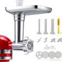 Stainless Steel Meat Grinder Attachments for KitchenAid Mixers, Meat Grinder, Sausage Stuffer, Perfect Grinder Attachment for KitchenAid, Dishwasher Safe(Machine/Mixer Not Included)