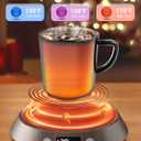 Kepwam Coffee Mug Warmer - 50W Electric Coffee Warmer for Desk 3 Temp Settings & 2-9 Timer Smart Cup Warmer for Desk Candle Warmer Plate with LED Lights Beverage Tea Milk Warmer for Home & Office
