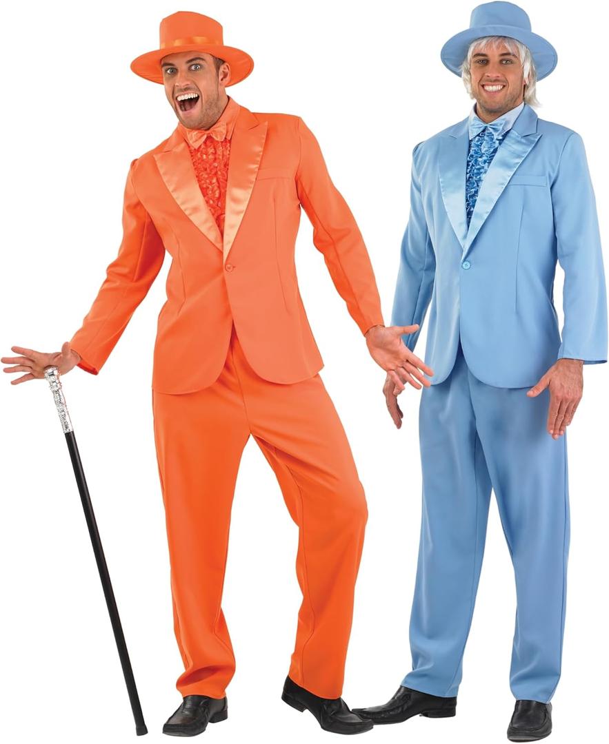 fun shack Tuxedo Costume for Men Orange or Blue Suit Mens Funny 90s Movie Character, Halloween Costumes for Men XL