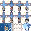 48 Pcs Winter Nativity Cross Suncatchers Craft Kits Religious Christian Winter Crafts Jesus Nativity Stained Glass Tissue Paper Craft Kit for Window Art Activities Decoration