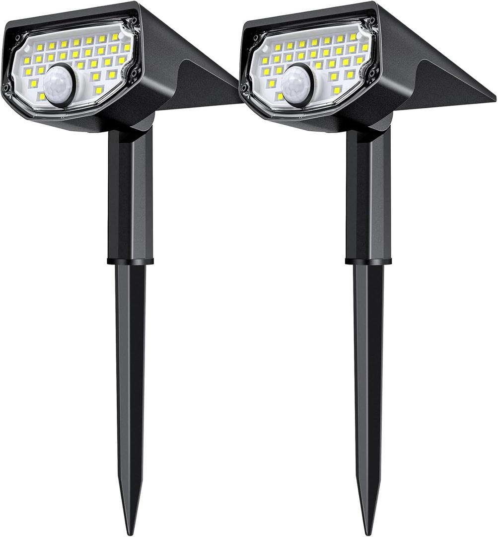 AloftSun Solar Motion Sensor Outdoor Lights,Waterproof Motion Sensor Spot Lights- 30 LED/3 Modes Solar Powered Spotlights,Landscape Lighting for Yard and Garden, Cool White,2 Pack