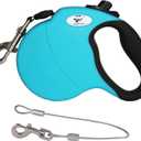16ft Retractable Dog Leash for Medium Breed Dogs up to 44 lbs with a Detachable Chew Proof Extender Wire Ropes (Blue M)