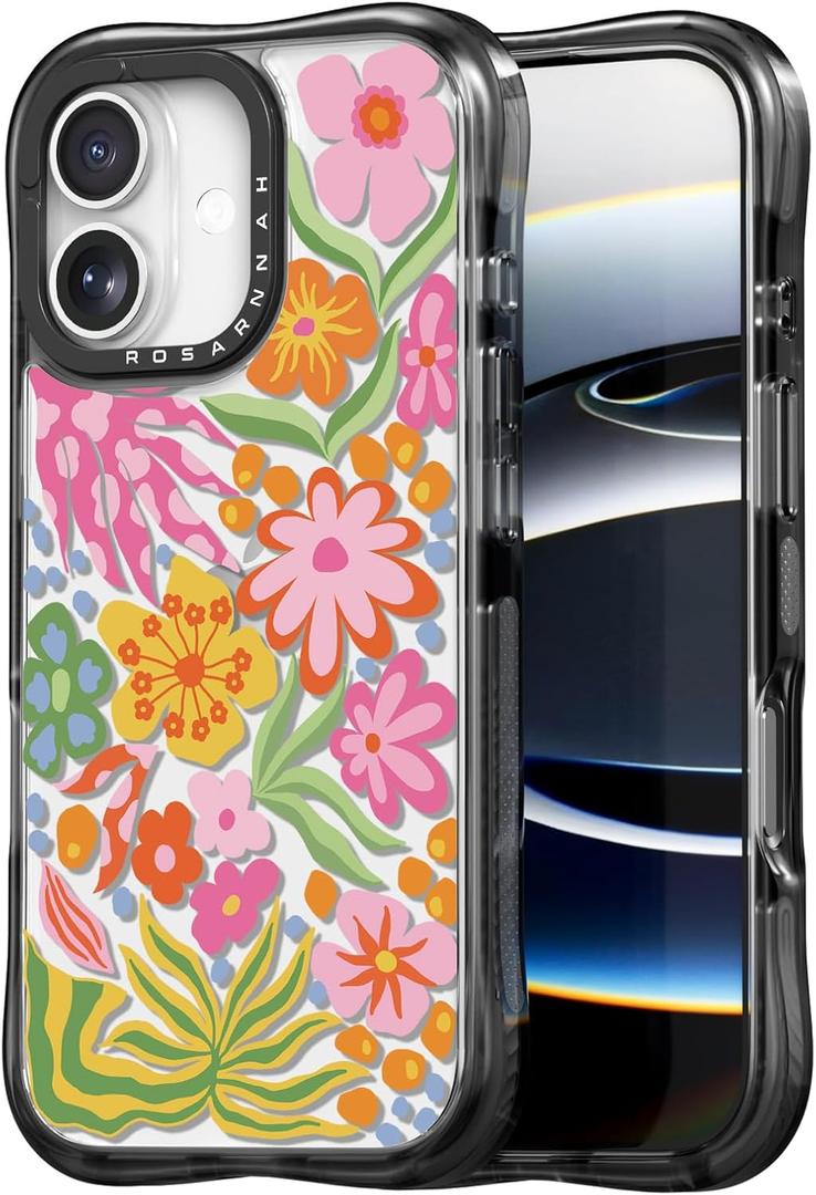 for iPhone 17 Case Cute - Military-Grade 20 ft Drop Protection Shockproof Phone Case - Funny Passion Flower Design (6.3") Black