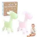 TYRY.HU Baby Teething Toys for Babies 0-6 6-12 Months,BPA Free Silicone Giraffe Teethers Toys, Soft-Textured Chew Toys, Montessori Sensory Toys for Boys Girls Teething Relief, 2 Pack