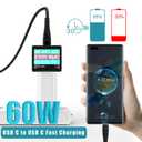 60W Fast Braided USB-C Charger Cable 6FT 2Pack - Compatible with iPhone 16/15/Samsung/Android/Huawei/Google/Switch/MacBook/iPad