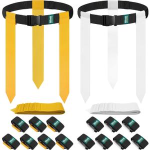 Flag Football Belts, 14 Player Flag Football Set with 42 Flags for Kids Youth and Adults Training Equipment (White and Yellow)