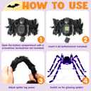 JOYIN Halloween Outdoor Decorations Light-Up Giant Spider, 5 Ft Large Black Hairy Spider with Purple LED for Yard Lawn Garden Halloween Outside Decor, Indoor Haunted House Prop and Scary Party Decor