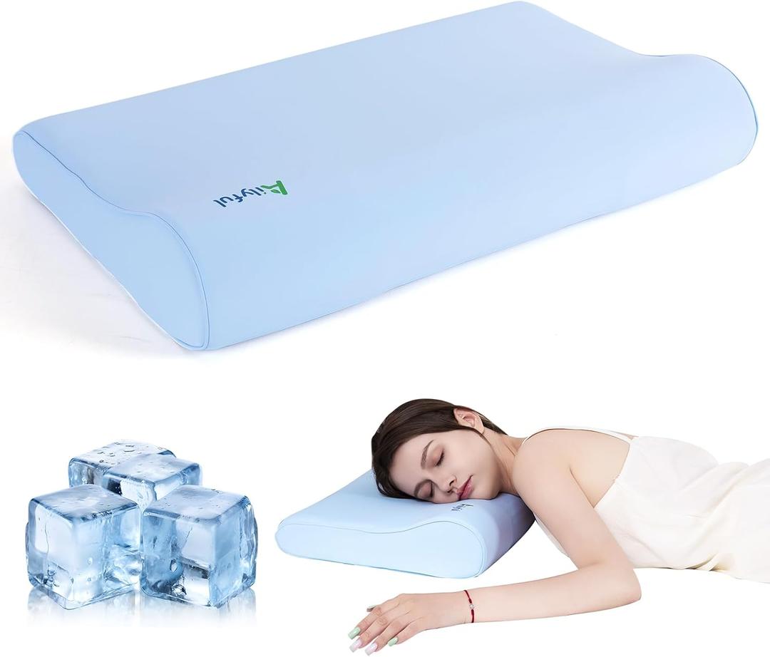 Memory Foam Pillows, Patented Ergonomic Cervical Pillow for Neck Pain Relief, Comfortable and Breathable Cooling Pillow, Bed Pillow for Side, Back and Stomach Sleepers