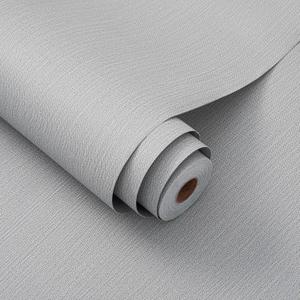 24"x393" Grey Grasscloth Peel and Stick Fabric Textured Contact Paper Removable Linen Wallpaper Vintage Matte Frosted Waterproof Sticky Wallpaper for Bedroom Bathroom Kitchen, Gray 