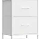 SONGMICS Dresser for Bedroom, Chest of Drawers, Nightstand, Steel, MDF, 2 Non-Woven Fabric Drawers, Storage Organizer Unit, Closet, Entryway, Cloud White and Snow White ULGS312W01S