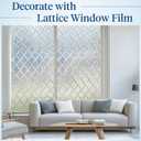 Haton Window Privacy Film Decorative Frosted Glass Window Film, Sun Blocking Stained Glass Clings, Static Cling Removable Stickers for Home Door Coverings, Lattice Pattern 23.6" x 78.7"