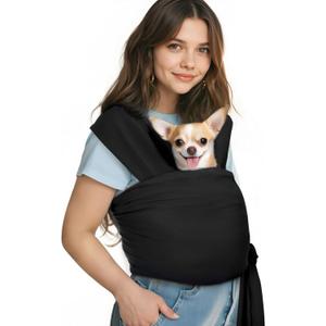 Pawaboo Pet Sling Carrier for Small Dogs and Cats, Hands Free Dog Carrier Sling, Anti-Anxious Soft Cotton Front Facing Cat Carriers Papoose, Puppy Kitten Pouch Reduce Back Neck Pain, Black
