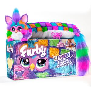 FURBY DJ Interactive Toy, Neon Star, Snuggly Electronic Plush, Music, Lights, Motion, & Games, Speaks English & Furbish, 32 in Long, 6+ Years